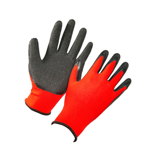 13G Red Polyester Black Latex Coated Work Glove HNL235