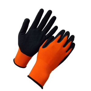 High visible orange nylon spandex sandy nitrile coated gloves HNN690