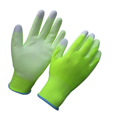 High visible yellow PU gloves with sensitive touch fingers HPU138 
